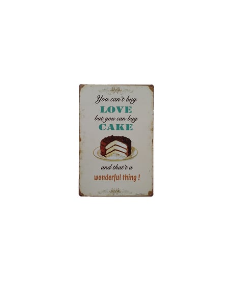 ブリキ看板 You can't buy LOVE but CAKE ケーキ 名言 メッセージ スイーツ 壁飾り