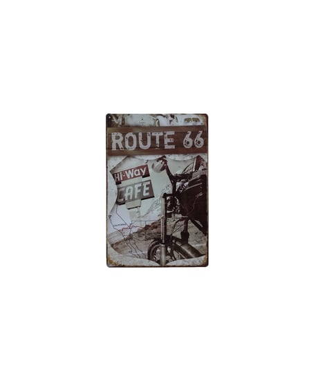 ブリキ看板 ROUTE 66 Hi-Way CAFE バイク 地図 アメリカ ロードトリップ 壁飾り