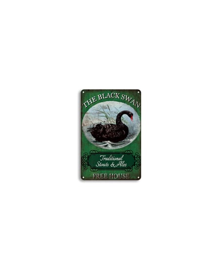 ブリキ看板 THE BLACK SWAN イギリス パブ 黒鳥 ビール Stouts Ales 壁飾り