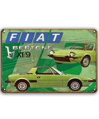 ブリキ看板 FIAT BERTONE X1/9 フィアット ベルトーネ イタリア車 スポーツカー クラシックカー 旧車 ヴィンテージ広告 ガレージ インテリア 壁飾り おしゃれ