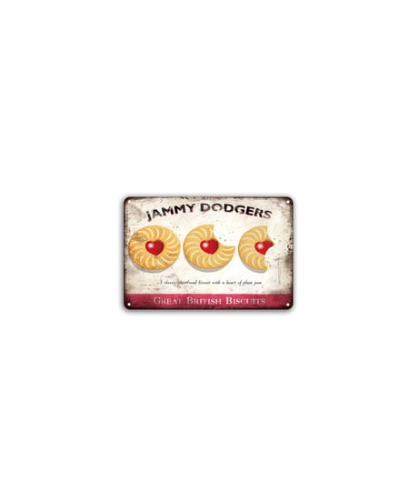 ブリキ看板 JAMMY DODGERS ジャミードジャース イギリス ビスケット お菓子 壁飾り
