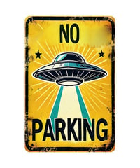 ブリキ看板 NO PARKING 駐車禁止 UFO エイリアン 宇宙船 レトロ アメリカン インテリア 壁飾り