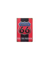 ブリキ看板 Route 66 FEEL THE FREEDOM 赤黒 アメリカ 自由 壁飾り