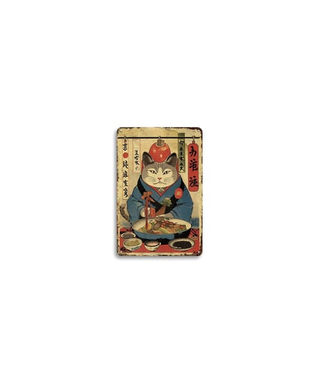 猫 ブリキ看板 レトロ 和風 招き猫 浮世絵 居酒屋 壁飾り インテリア
