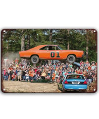ブリキ看板 General Lee 01 マッスルカー ジャンプ アメリカン スタントカー アメ車 レトロ ヴィンテージ ガレージ インテリア 壁飾り おしゃれ