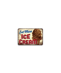 ブリキ看板 Eat More ICE CREAM アイスクリーム コーン チョコレート 壁飾り