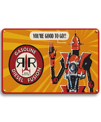 ブリキ看板 ロボット ガソリン アメリカン レトロ ビンテージ インテリア 壁飾り RR RED ROCKET ディスプレイ 雑貨