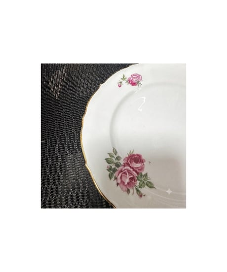 ARABIA Pink Rose プレート 約17cm 金彩 薔薇柄