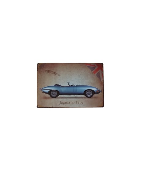 ブリキ看板 Jaguar E-Type ジャガー Eタイプ イギリス車 レトロカー クラシックカー 壁飾り