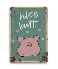 ブリキ看板 豚 ピッグ nice butt レトロ ヴィンテージ風 インテリア雑貨 壁飾り おしゃれ