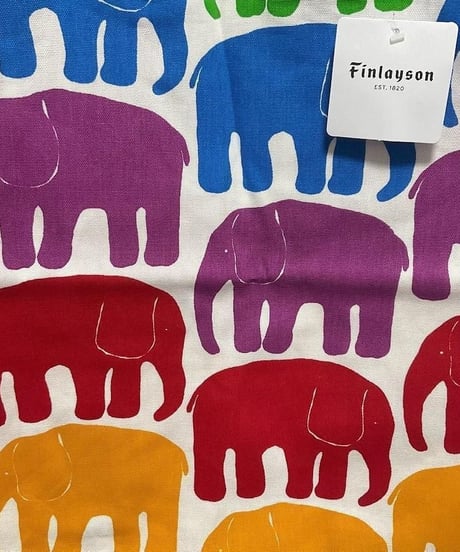 Finlayson ゾウさん柄 カラフル 手提げバック 41.5×36cm
