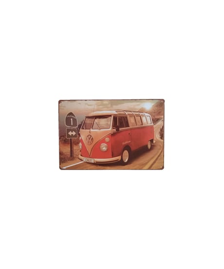 ブリキ看板 VW ワーゲンバス California カリフォルニア ルート1 レトロ 車 壁飾り