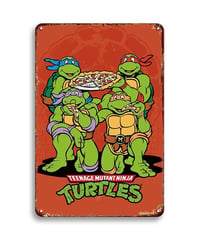タートルズ ブリキ看板 TMNT ティーンエイジミュータントニンジャタートルズ ピザ レトロ アメコミ アニメ インテリア 壁飾り
