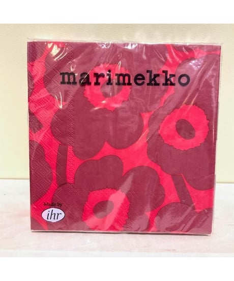 Marimekko ウニッコ レッド ペーパーナプキン 33cm×33cm