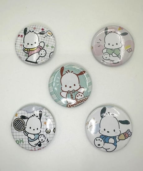 新品 サンリオ ポチャッコ 缶バッチ 5枚セット 4cm