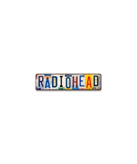 ブリキ看板 RADIOHEAD レディオヘッド ロック バンド ナンバープレート風 細長 壁飾り