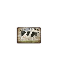 ブリキ看板 FRESH MILK 牛 ホルスタイン 乳製品 カントリー ファーム 壁飾り