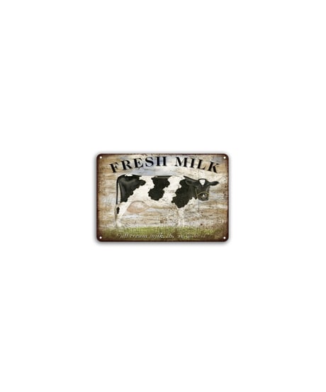 ブリキ看板 FRESH MILK 牛 ホルスタイン 乳製品 カントリー ファーム 壁飾り