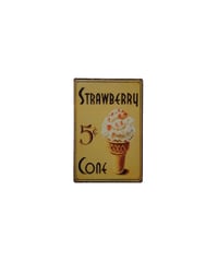 ブリキ看板 STRAWBERRY CONE ストロベリーコーン アイスクリーム レトロ ダイナー 壁飾り