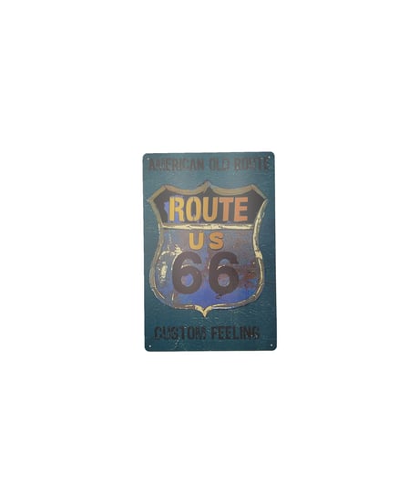 ブリキ看板 AMERICAN OLD ROUTE 66 CUSTOM FEELING アメリカ ヴィンテージ 壁飾り