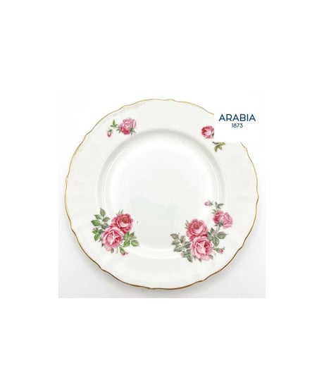 ARABIA Pink Rose プレート 約17cm 金彩 薔薇柄