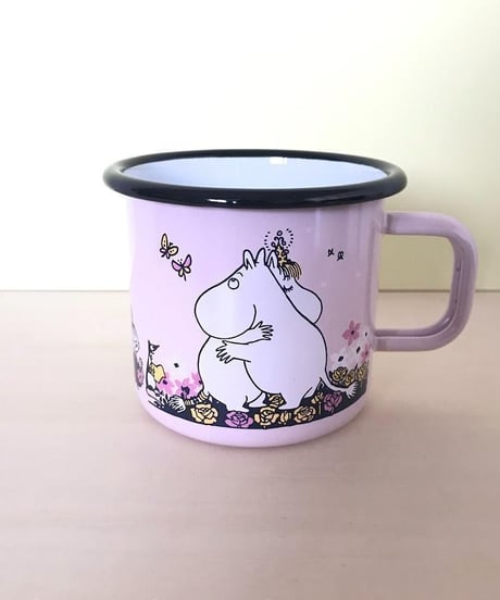 Muurla ムーミン 花畑 ホーローマグカップピンク 3.7dL (370mL)