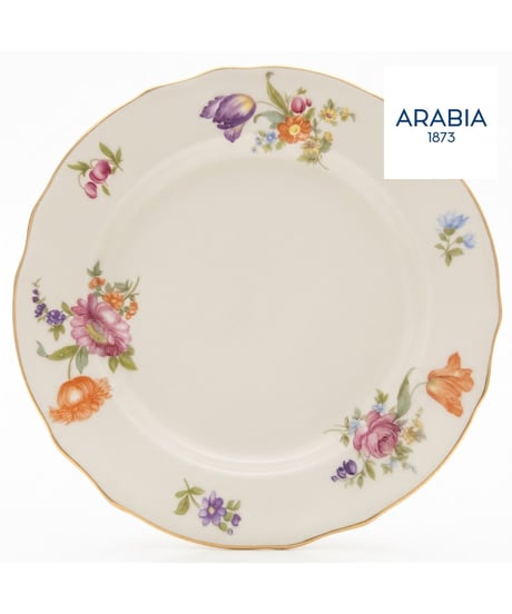 ARABIA ヴィンテージ 花柄 プレート 約17cm 金彩 フィンランド 1940年代