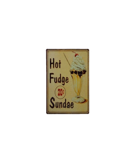ブリキ看板 Hot Fudge Sundae ホットファッジサンデー アイスクリーム デザート 壁飾り