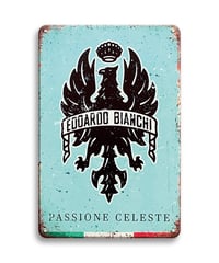 ブリキ看板 EDOARDO BIANCHI PASSIONE CELESTE ビアンキ 自転車 イタリア ブランド エンブレム チェレステ ヴィンテージ レトロ インテリア 壁飾り おしゃれ