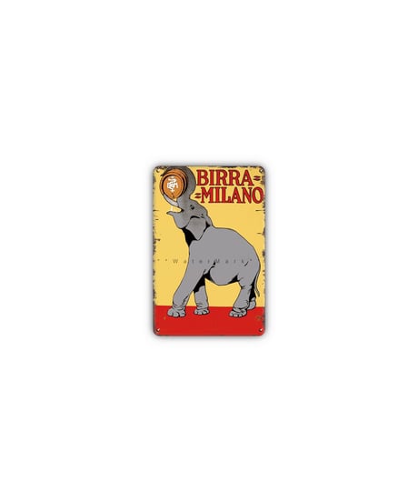 ブリキ看板 ゾウ ビール BIRRA MILANO レトロ 壁飾り インテリア