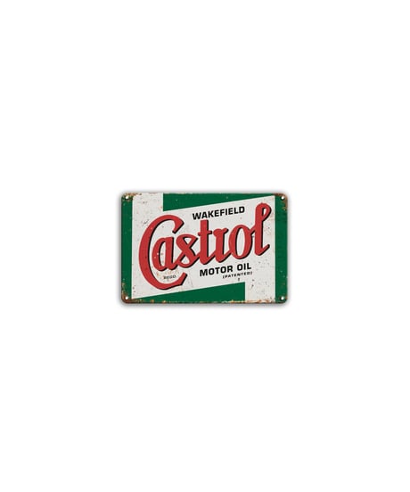 ブリキ看板 Castrol カストロール レトロ オイル 看板 ガレージ 壁飾り