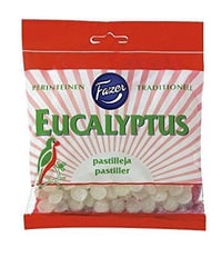 ファッツェル ユーカリ　のど飴　200ｇ×１袋　フィンランドのお菓子です　　×FAZER EUCALYPTUS PASTILLIPUSSI 200 G