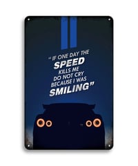 ブリキ看板 NISSAN GT-R R35 日産 スカイライン スポーツカー IF ONE DAY THE SPEED KILLS ME 名言 走り屋 レトロ ガレージ インテリア 壁飾り おしゃれ