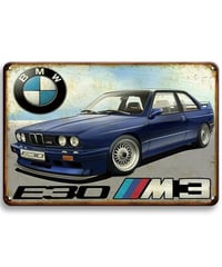 ブリキ看板 BMW E30 M3 ビーエムダブリュー ドイツ車 スポーツカー クラシックカー ヨーロッパ車 旧車 ヴィンテージ ガレージ インテリア 壁飾り おしゃれ