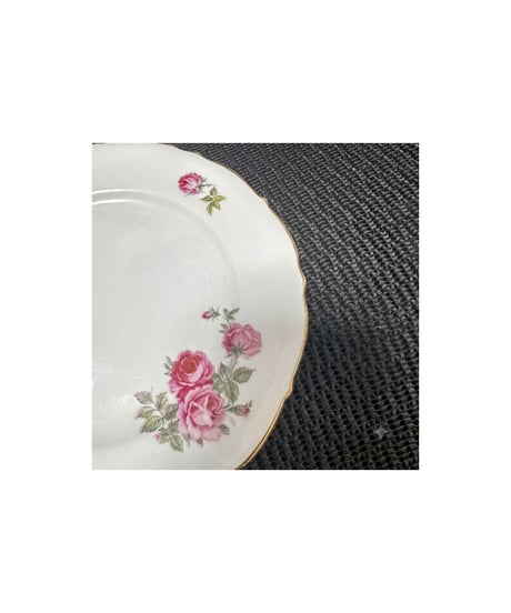 ARABIA Pink Rose プレート 約17cm 金彩 薔薇柄