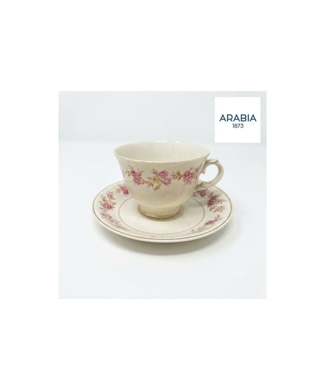 ARABIA ヴィンテージ ローズ柄 カップ＆ソーサー