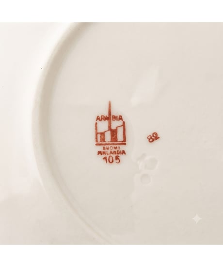 ARABIA ヴィンテージ 花柄 プレート 約17cm 金彩 フィンランド 1940年代