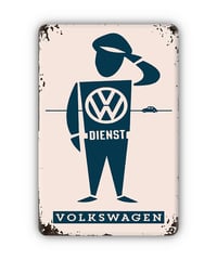 ブリキ看板 VOLKSWAGEN DIENST フォルクスワーゲン ドイツ車 サービスマン キャラクター ロゴ ヴィンテージ広告 ドイツ ガレージ インテリア 壁飾り おしゃれ