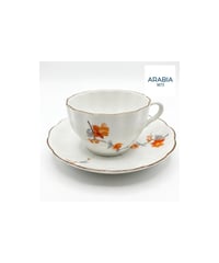 ARABIA SUOMI FINLANDIA ヴィンテージ カップ&ソーサー オレンジ花柄 金彩 スカラップ縁 フィンランド