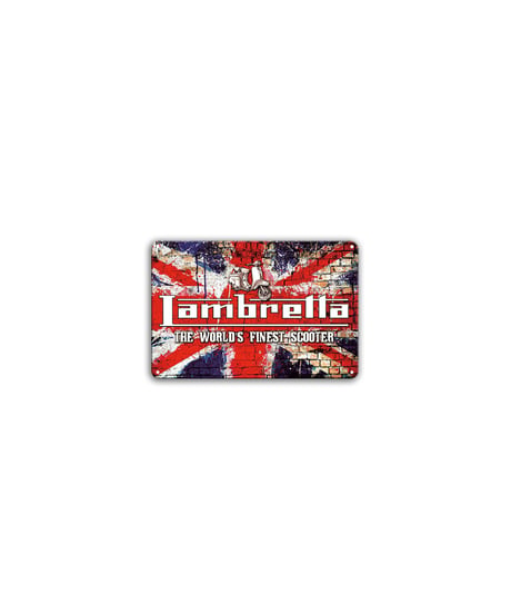 Lambretta ブリキ看板 スクーター バイク 英国旗 レトロ 壁飾り