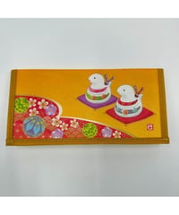 干支蛇(へび)柄 和風 布製 財布 19cm 伝統的なデザインの開運財布
