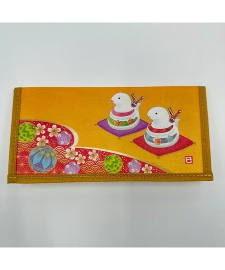 干支蛇(へび)柄 和風 布製 財布 19cm 伝統的なデザインの開運財布