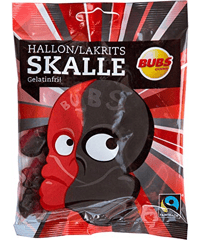 Bubs Godis Skalle スカッレ 骸骨 グミ ラズベリー リコリス 味 90ｇ×２袋