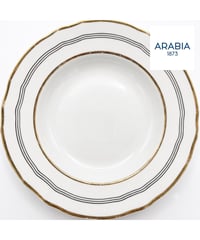 ARABIA ヴィンテージ 深皿 スーププレート 黒ライン 金彩 約23cm フィンランド