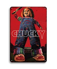 ブリキ看板 CHUCKY チャッキー チャイルドプレイ ホラー映画 ホラー人形 ナイフ ホワイトハウス アメリカ 映画ポスター ヴィンテージ インテリア 壁飾り おしゃれ