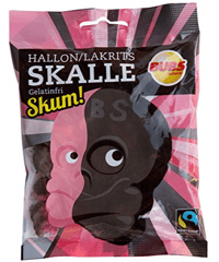 Bubs Godis Skalle スカッレ 骸骨 マシュマロ グミ ラズベリー リコリス味 90ｇ×２袋