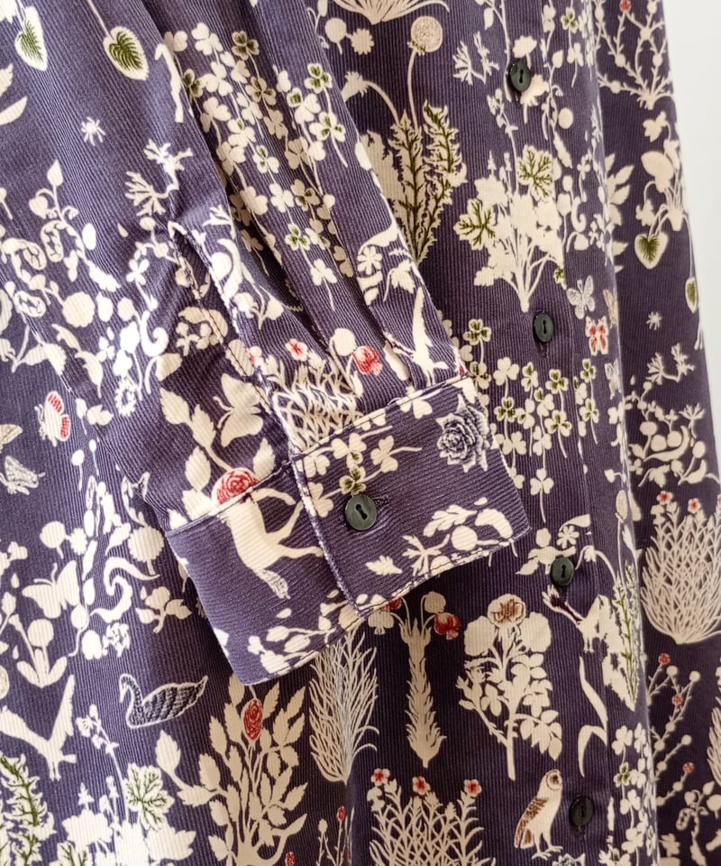 Parkes／リバティ コーデュロイバンドカラーワンピース | mon favori