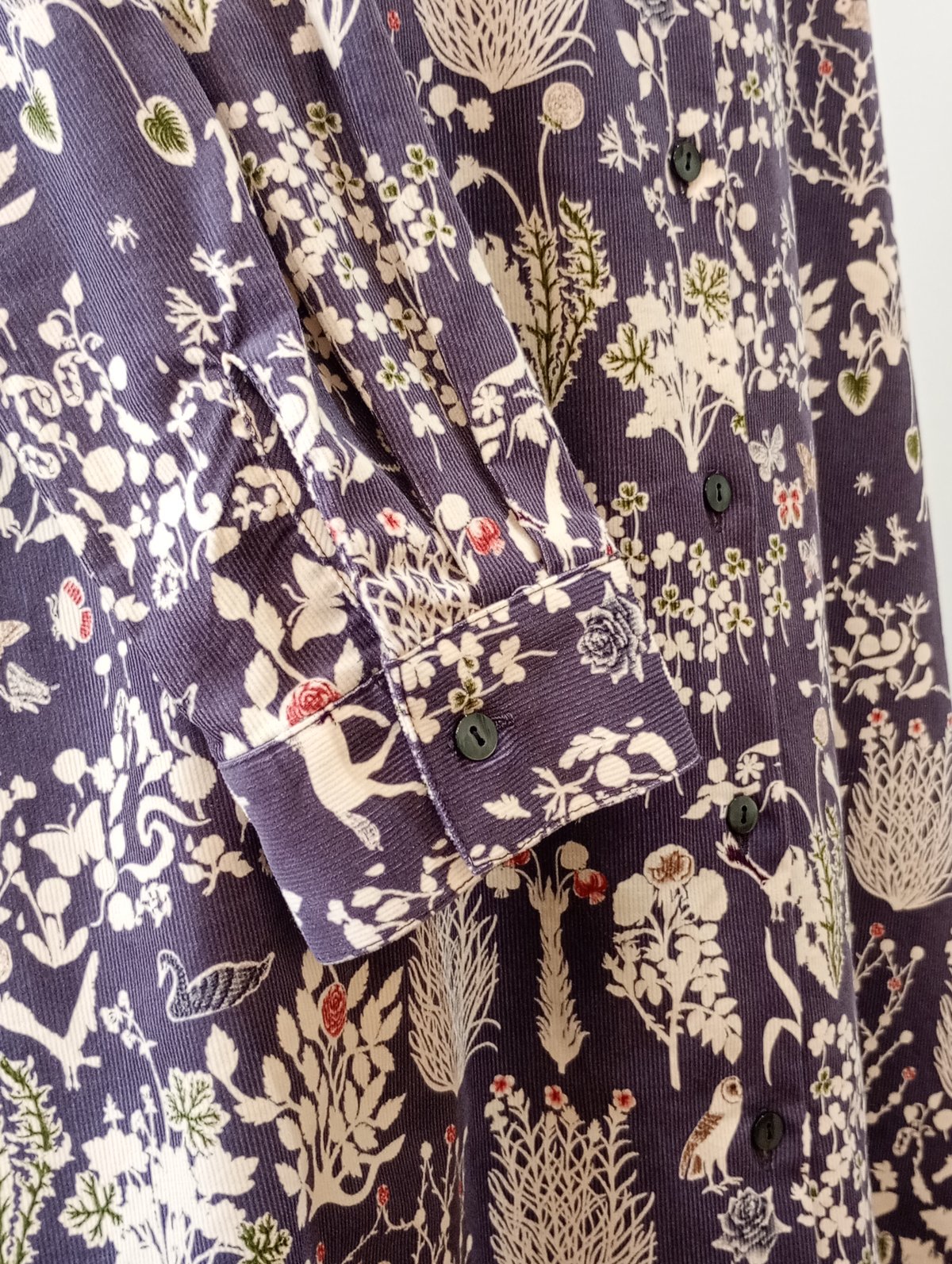 ❣️売り切りsale価格❣️リバティコーデュロイ フレアワンピース Parkes／リバティ コーデュロイバンドカラーワンピース | mon favori