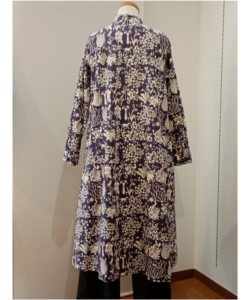 Parkes／リバティ コーデュロイバンドカラーワンピース | mon favori