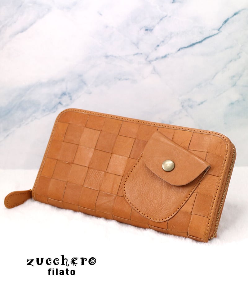 zucchero filato／カウレザーメッシュ ラウンド長財布 | mon favori｜